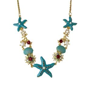 Starfish and Shell Gold Necklace